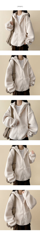 Lanit Boxy Popgle Fleece Hoodie Zip-Up