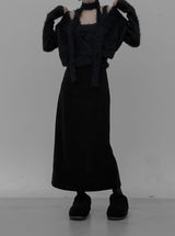 Muffler Set Sleeveless Fur Wrap Cardigan
