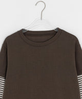 [BAONHAUS] Crein Stripe Color Matching Layered Long Sleeve Tee