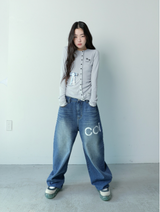 ノーキンサイドダーティーロゴデニムバンディングパンツ UNISEX