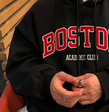 Urban Boston Embroidery Double Middle Overfit Hoodie