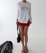 Face Lettering Boxy Long-Sleeve T-Shirt