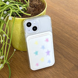 pastel star magSafe white card wallet (single product)