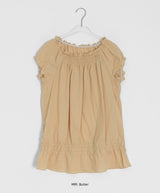 Hachika Vintage Shirring Cap Sleeve Blouse