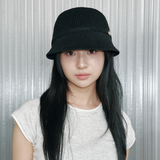 Band Paper Knit Bonnet Hat (Black)