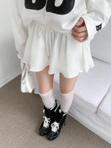 Flare Bloom Banding Frill Mini Skirt Pants (2 colors)
