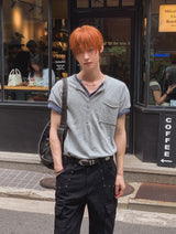カト ヘンリーネック スラブ ショートスリーブ Tシャツ