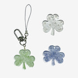 Glittery Pearled  Three-leaf Clover Key-ring Blue / Couple Birthday Gift Bag Phone Lucky Charm