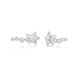 [worn by hearts2hearts ian] silver sparkling meteor rhodium plating + 925 silver ear climber earrings E066-06H