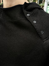 Rick Diagonal Button Waffle Hoodie