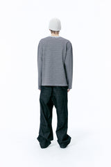 (BASE) STRIPE POCKET LONG SLEEVE (GRAY)