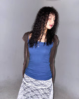(2color) Shirring Lace Asymmetrical Flare Skirt