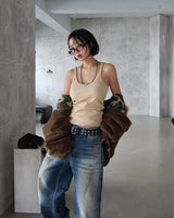 [UNISEX] ビンテージウォッシュドローワイドジーンズ