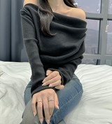 (LOWEST PRICE!/6 COLORS♥/END-OF-YEAR LOOK♥) シアーフリースソフトロングスリーブオフショルダーニット 6 COLORS♥