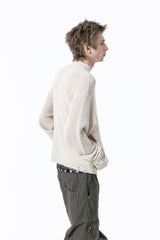 DAMAGED CROP NET KNIT ZIP UP (IVORY)
