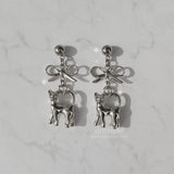 Kitty and Bow Piercing - Silver Color