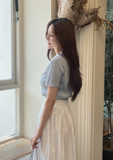 Shooly Pintuck Banding Flare Long Skirt