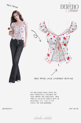 Red Rose Lace Layered Blouse