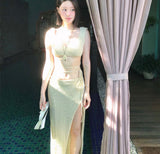 [ 2-piece / leg cover ] nutty beige full strap bikini