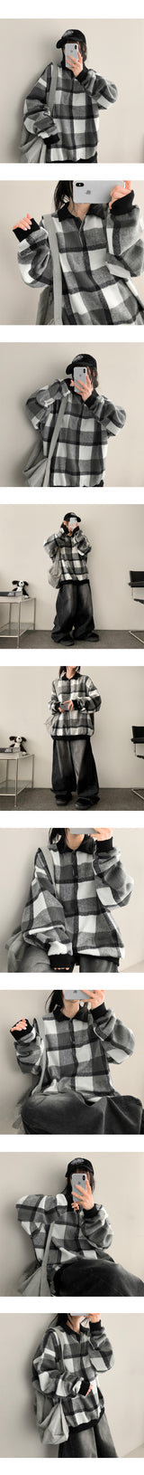 Teemo Fleece Checkered Collar Sweatshirt