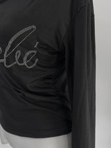 cubic lettering off shoulder T