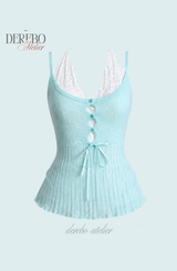 ブラン ハルター レイヤード ニット スリーブレス トップ (BRA SET)