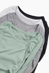 Summer U-neck Ribbed Long Sleeve