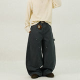 PU Double Knee Carpenter Wide Pants