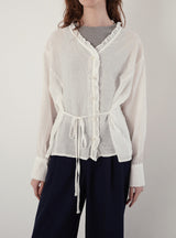 Frill v-neck blouse