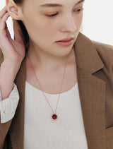 26SS★ [Premium Plating] Pennysense AB(P) Coin Necklace Black Agate