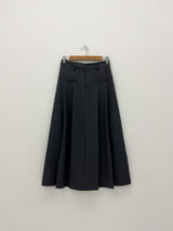 Pleat Twill Long Skirt
