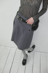 cut out wrap pleated skirt