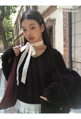 lace frill scarf long-sleeve t-shirt