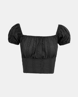 Fluffy Embroidered Crop Blouse