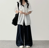 Lenny waist banding color nylon rust lock wide pants