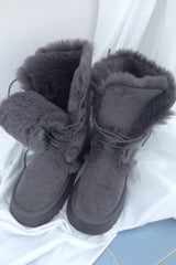 Suede Rabbit Fur Boots