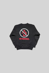"NO BURNERS" クルーネックスウェット(BLACK)