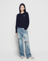 26SS WOMAN オープンカッティングデニムパンツ