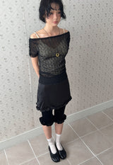 SATIN FRILL MINI SKIRT