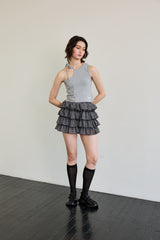 BEBE UNBALANCE SLEEVELESS TOP / GRAY