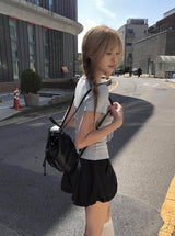 ポイン バルーン ピンタック ナイロン バンディングショーツ