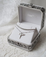 [NMIXX Jiwoo Necklace/Anti-tarnish] Angelic Wand Layered Necklace - Silver Color