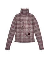 CシースルーチェックTシャツ_レッド