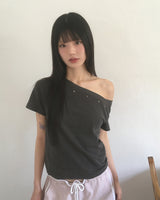 ボヘムスタッド ワンショルダー ピグメント ショートスリーブ Tシャツ