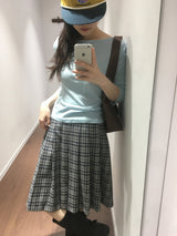 【即日発送】YWD PLAID PLEATS SKIRT + BELT (3color)
