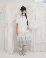Blooming garden patchwork skirt / ivory