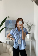 [1,000 Sold] ItU パステルロールアップキャップスリーブ半袖シャツ / 5 Colors