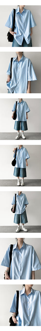 And Oversized fit solid short-sleeved shirt