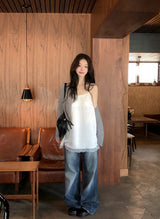 #Mood Cable Lettering Embroidery Round Cardigan (6color)