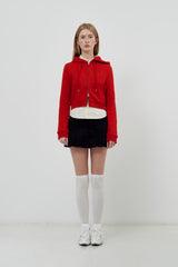 KIRSH PLAIN SLIM FIT CROP HOODIE ZIP UP [RED]